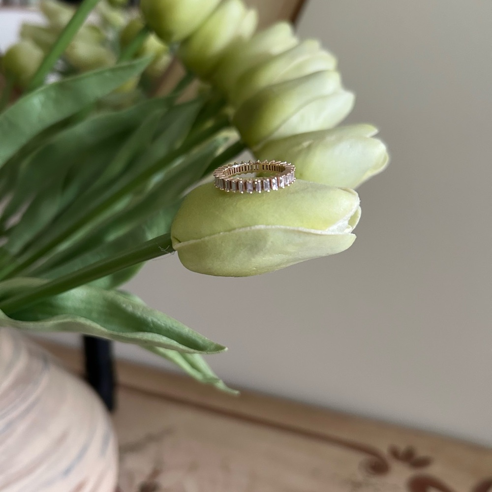 Dana Rebecca Sadie Pearl Vertical Baguette Eternity Ring